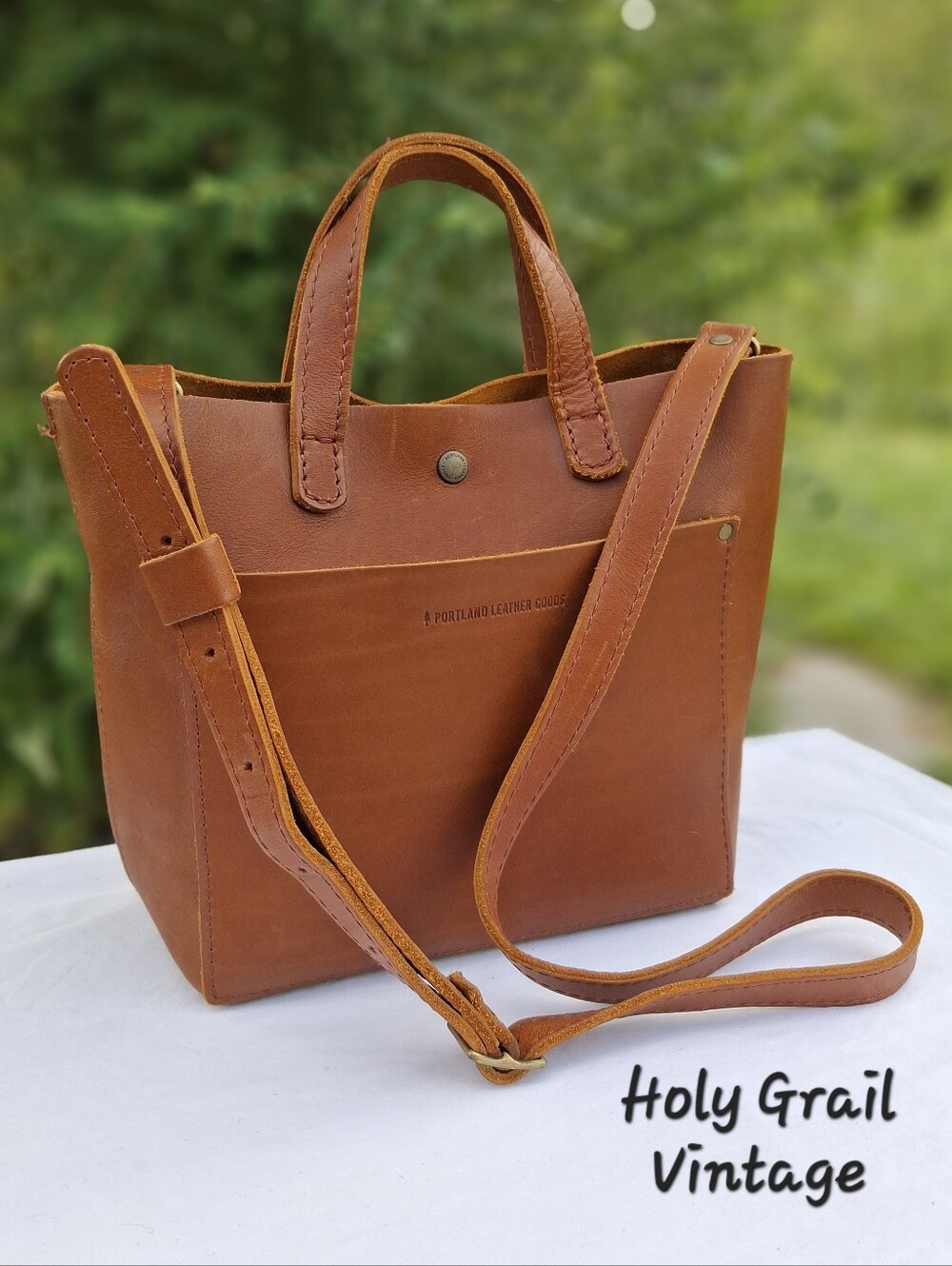 Portland Leather Goods Brown/Honey Leather Mini Convertible Crossbody Tote